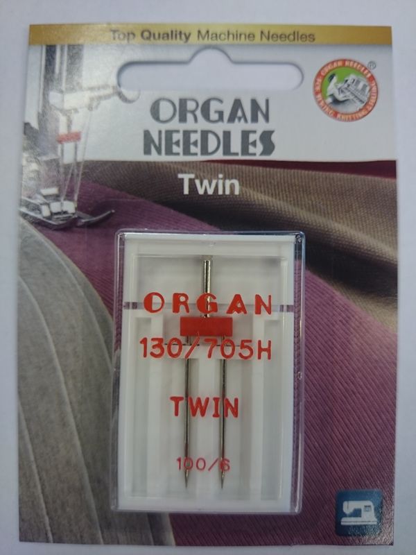 Organ symaskinnål - 1 st., Tvilling 6 mm 100 (dongeri, møbel)