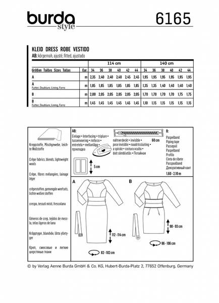 Bilde av 6165 - Burda - smal pen raglan-kjole