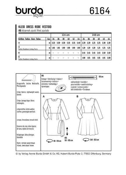 Bilde av 6164 - Burda - kjole m puffermer