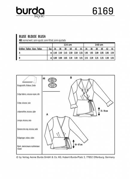 Bilde av 6169 - Burda - bluse m omslag
