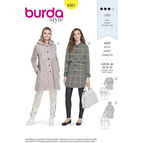 Bilde av 6361 - Burda - kåpe med/uten hette