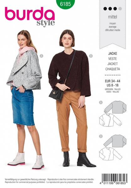 Bilde av 6185 - Burda - kort jakke m buet front