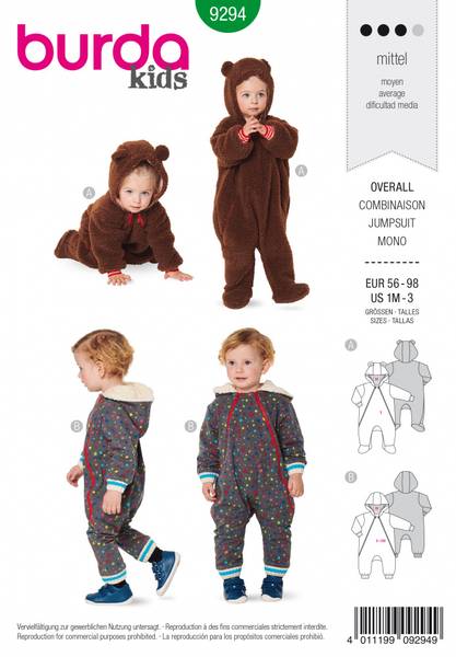 Bilde av 9294 - Burda - overall m 2 glidelås