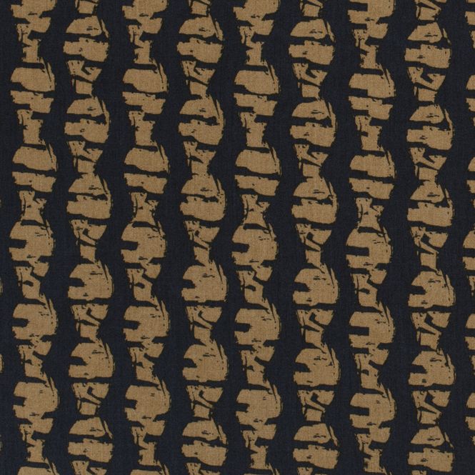 Hovedbilde Viskose poplin - abstrakt striper, marine/nougat