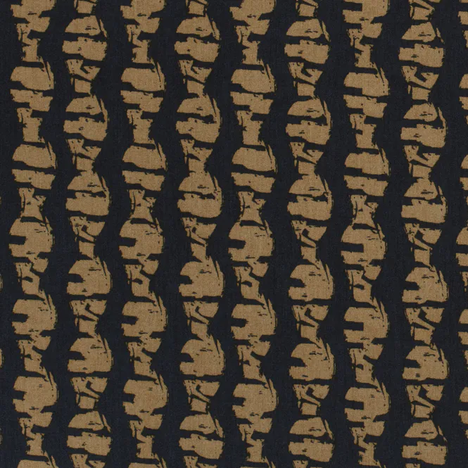 Hovedbilde Viskose poplin - abstrakt striper, marine/nougat