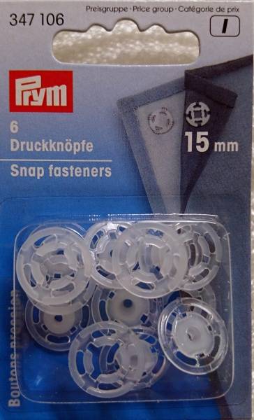 Bilde av Transparente trykknapper i plast - 15 mm, 6 st/brett