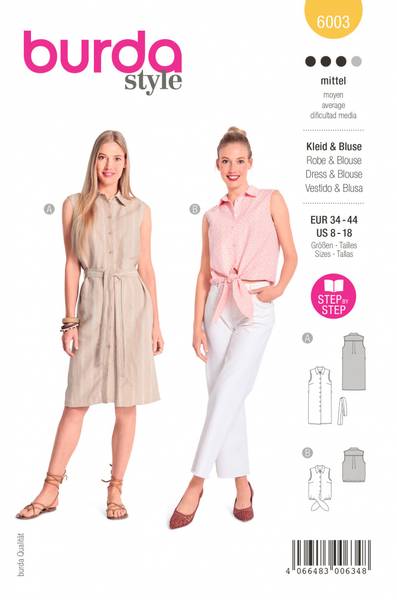 Bilde av 6003 - Burda - kjole & bluse m knyting