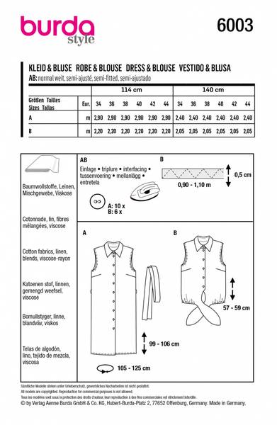 Bilde av 6003 - Burda - kjole & bluse m knyting