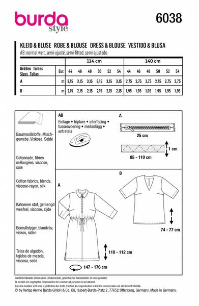 Bilde av 6038 - Burda 44-54 - kjole & bluse