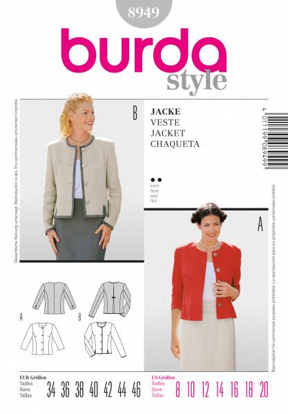 Bilde av 8949 - Burda - Chanel-jakke, kort jakke
