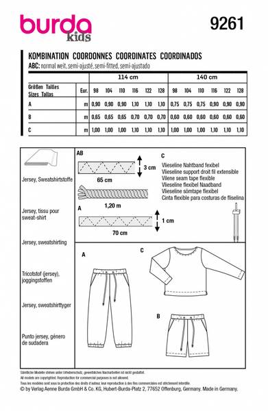 Bilde av 9261 - Burda - genser, bukse, shorts i jersey