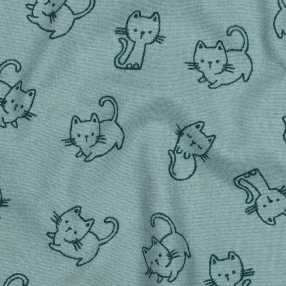 Flanell - katter, mørk mint