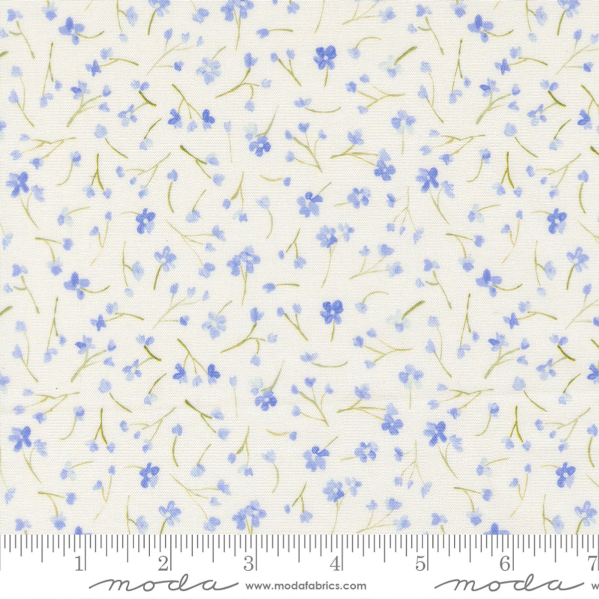 Sweet Cecily - blå småblomstret på hvit