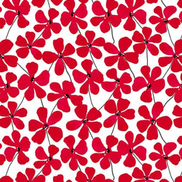 Bilde av Red Alert - 3 cm røde blomster på hvit