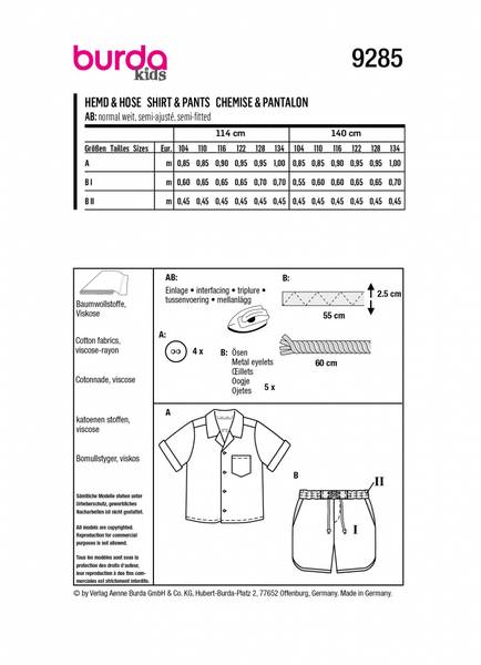 Bilde av 9285 - Burda - Skjorte og shorts