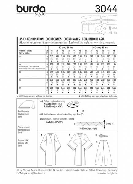 Bilde av 3044 - Burda - kostyme, asiatisk