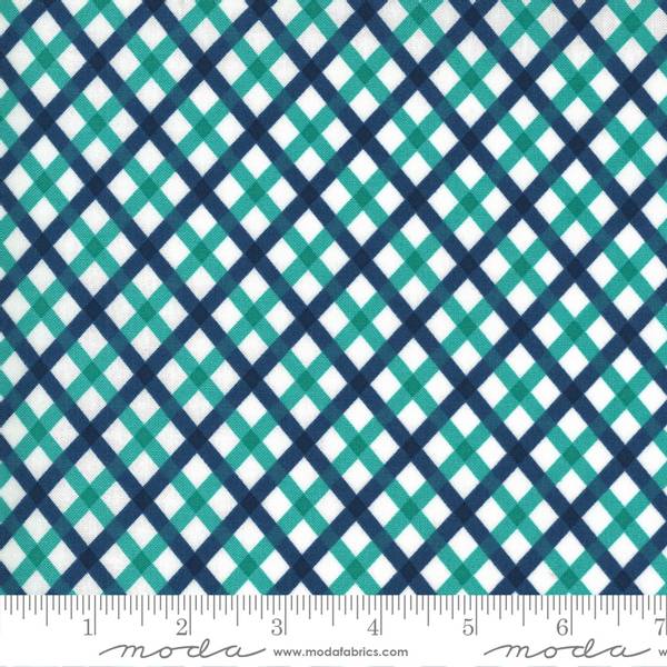 Bilde av Flowers for Freya - blå-aqua 1 cm diagonale ruter