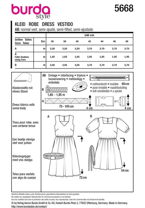 Hovedbilde 5668 - Burda - kjole m/u pufferme