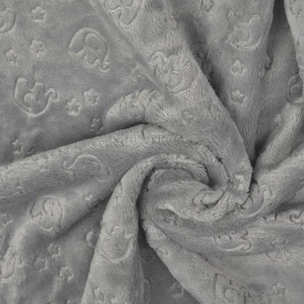 Bilde av Luksusfleece - 3 cm preget elefant på lysgrå