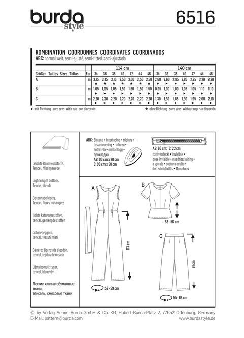 Hovedbilde 6516 - Burda - Bluse, bukse, buksedress