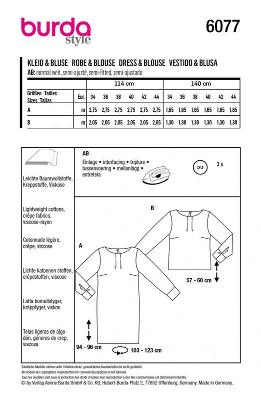 6077 - Burda - bluse/kjole