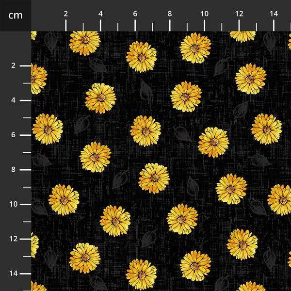 Bilde av Mellow Yellow - 1,5 cm gule blomster på sort