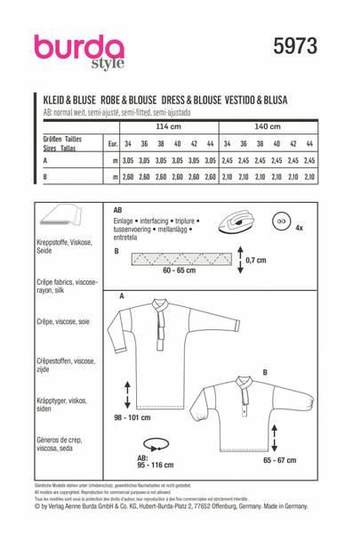 Bilde av 5973 - Burda - kjole & bluse