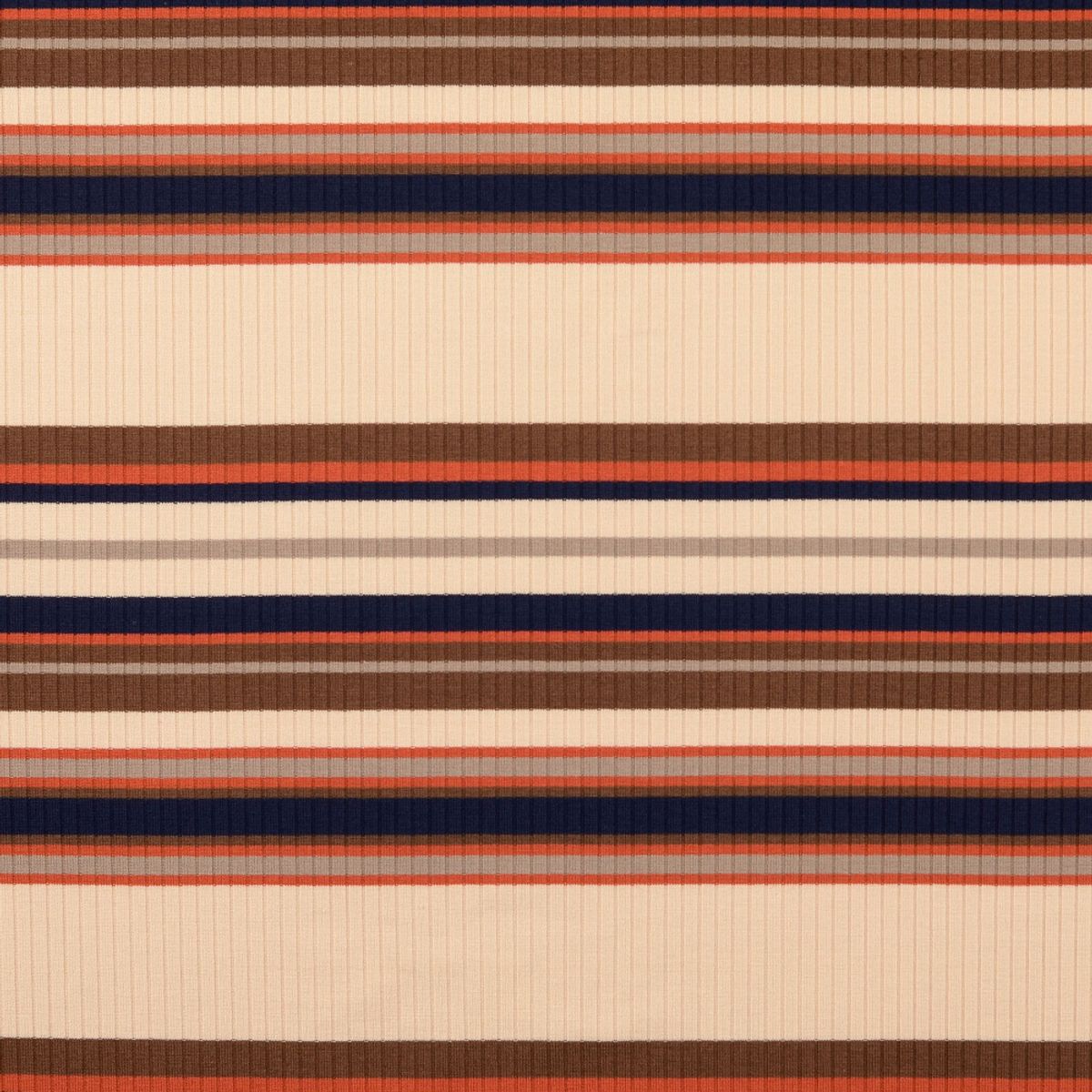 Ribbjersey - retro striper, beige-brun m. oransje