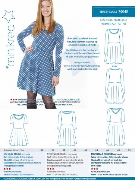 Bilde av Minikrea 70045 - basic kjole til stretchstoff, easy, 34-50