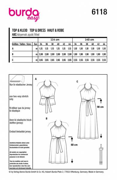 Bilde av 6118 - Burda - Topp/kjole m/ belte