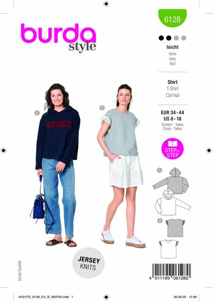 Bilde av 6128 - Burda - Hettegenser og topp