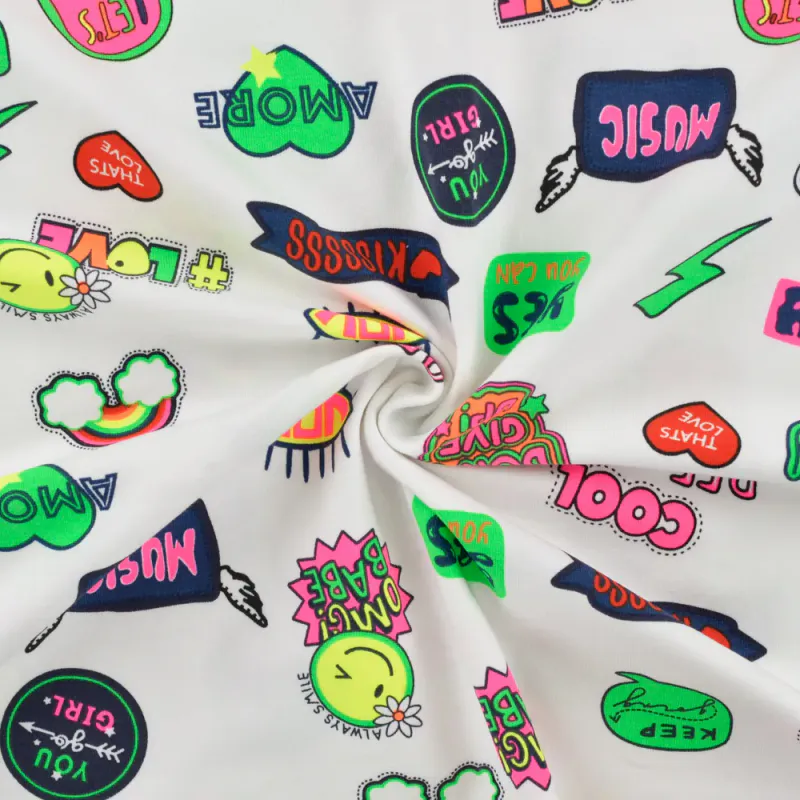 Bomullsjersey - neon stickers
