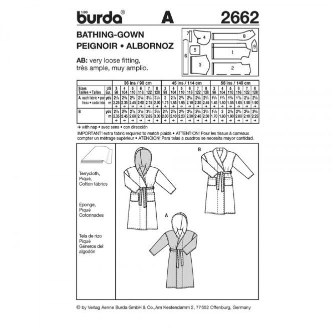 Hovedbilde 2662 - Burda - badekåpe, morgenkåpe