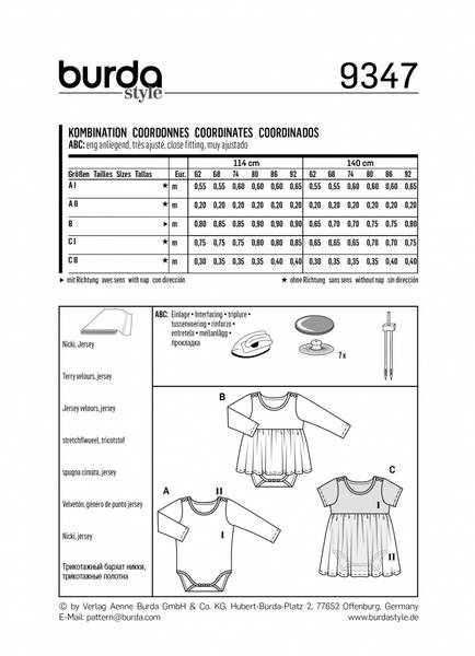 Bilde av 9347 - Burda - baby kombinasjon - body