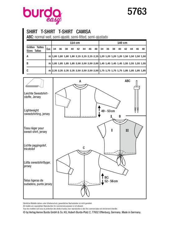 5763 - Burda - Topp m/ knyting