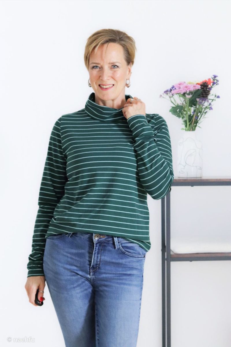 Bomullsjersey - lilla striper