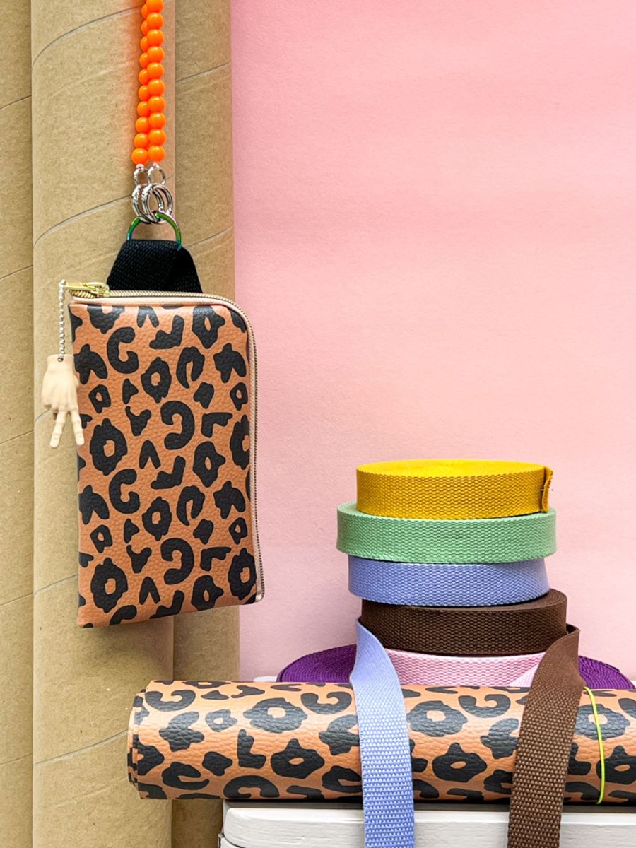 Imitert skinn, vinyl - Leopard, brun/sort