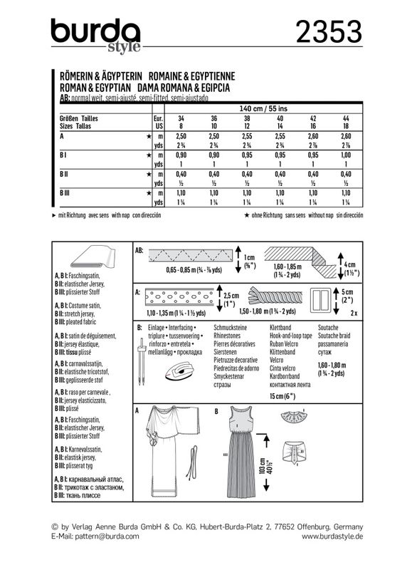 2353 - Burda - kostymer gresk & egyptisk