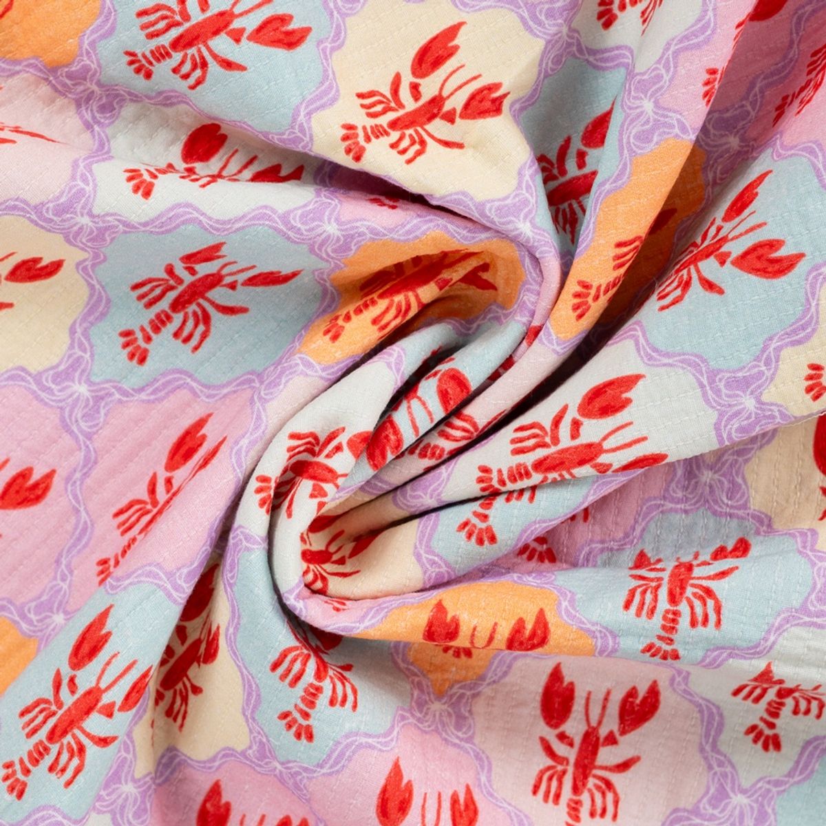 Quiltet bomull – hummer i pastellruter