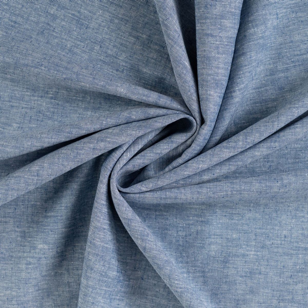 Lin-bomull - melert blå