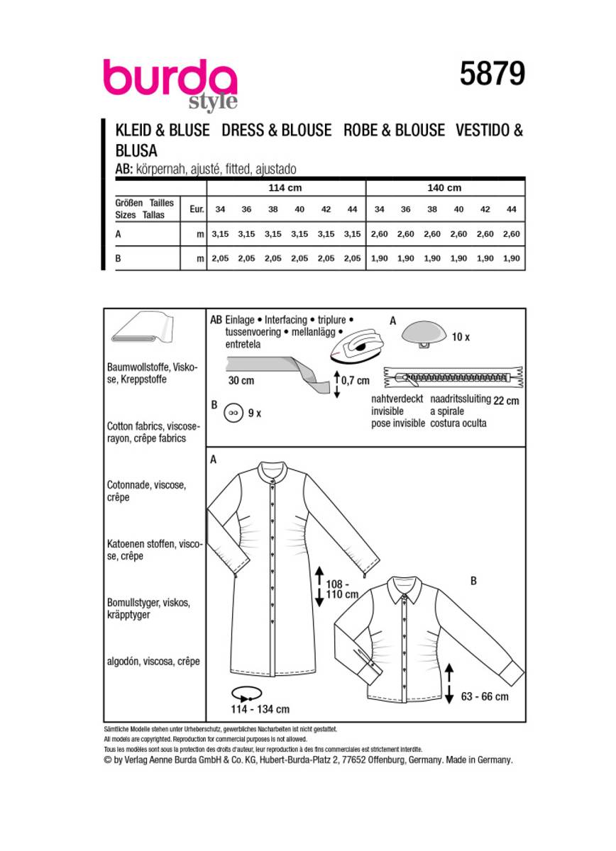 5879 - Burda - Kjole & bluse