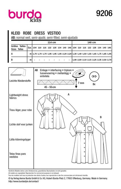 Hovedbilde 9206 - Burda - skjortekjole