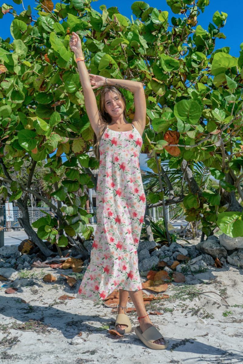 Musselin - rød-rosa blomster