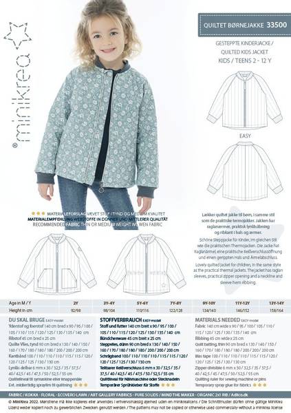 Bilde av Minikrea 33500 - Quiltet jakke 2-12 år