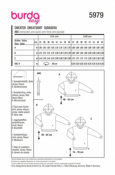 Bilde av 5979 - Burda - hettegenser