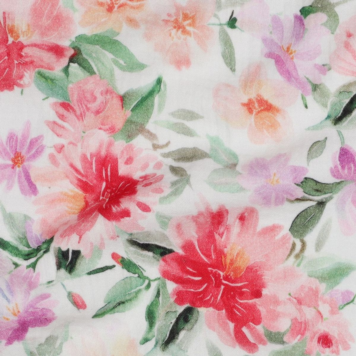 Musselin - rød-rosa blomster