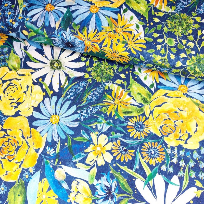 SBS - flerfargete blomster på blå