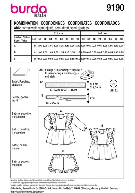 Hovedbilde 9190 - Burda - shorts & bluse m/ rysjer