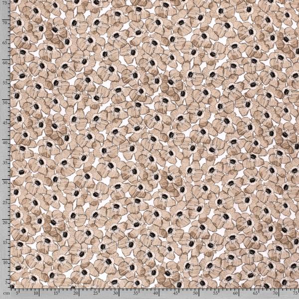 Bilde av Vevd viskose - 6 cm sandfarget blomsterhoder på offwhite