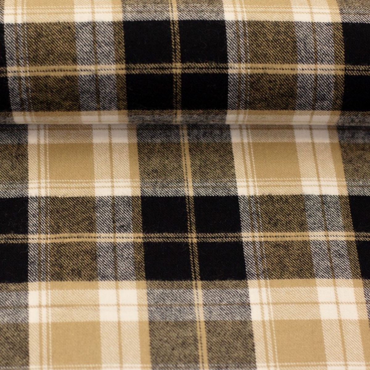 Flanell. rutete - sort-sand-hvit